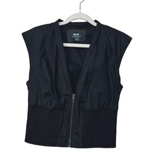 Maeve Anthropologie Cap Sleeve Ruched Waist From Zip Cropped Vest/Top Black Sz M